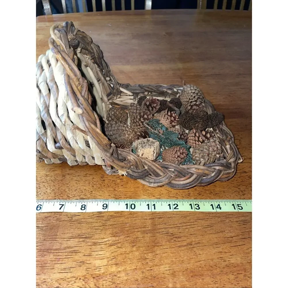 Large Cornucopia Horn of Plenty Woven Vine Basket Fall Thanksgiving